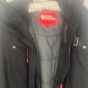 Fjällräven Black Jacket with Red Accents